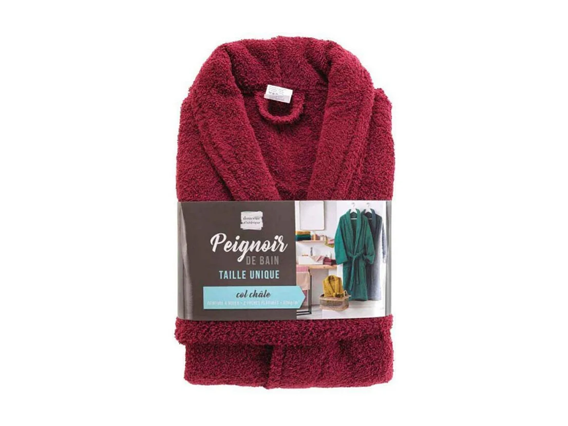 Peignoir Col Châle en Coton "Tendresse" Rubis