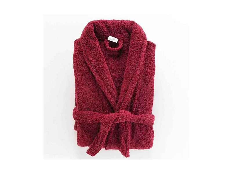 Peignoir confort en coton texture éponge  - Rouge rubis - Taille unique
