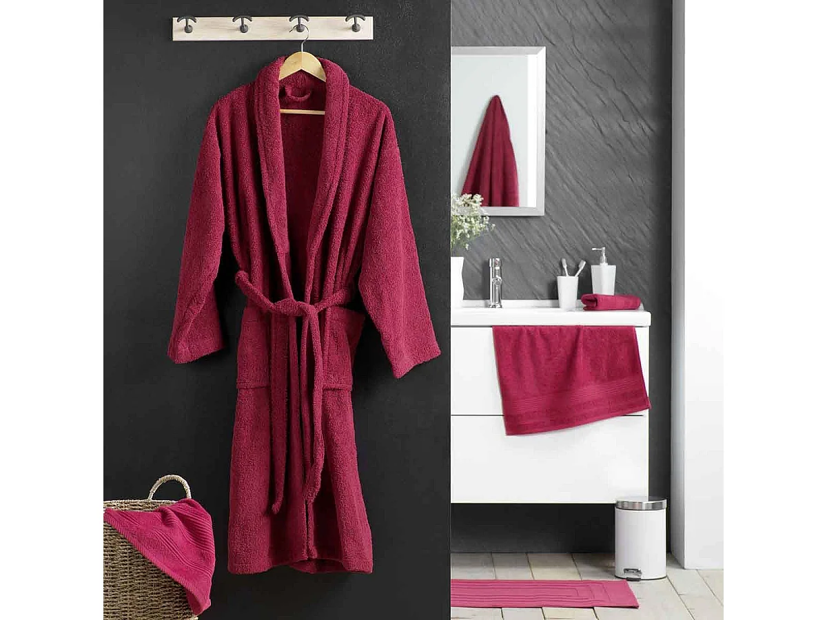 Peignoir Col Châle en Coton "Tendresse" Rubis