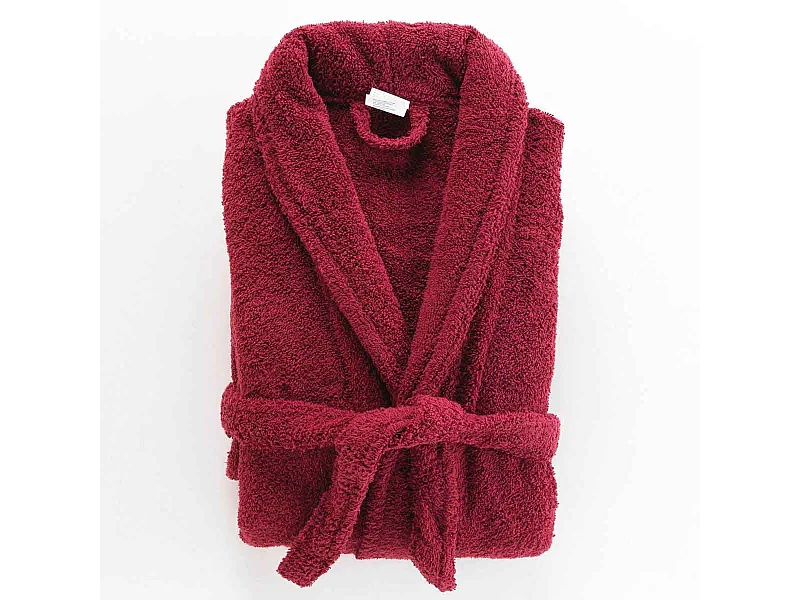 Peignoir Col Châle en Coton "Tendresse" Rubis