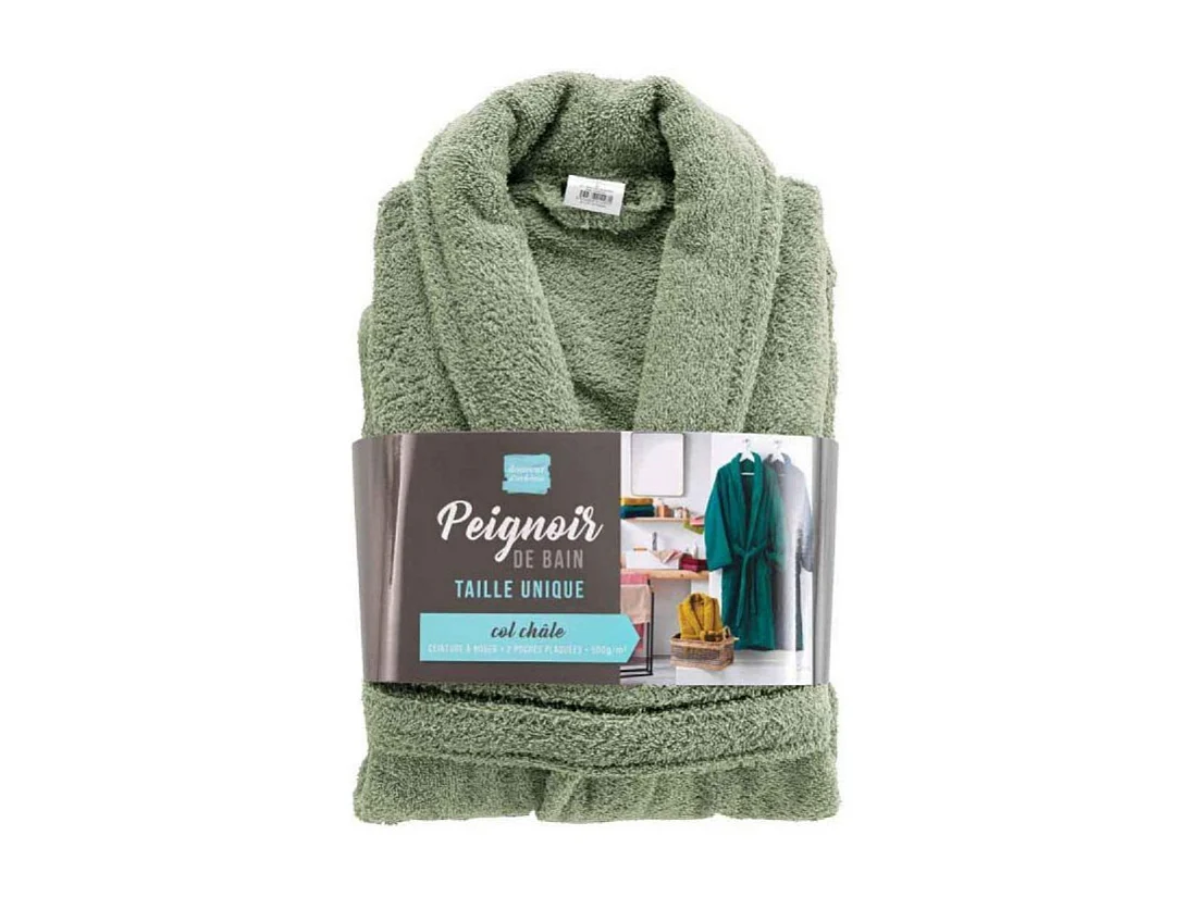 Peignoir Col Châle en Coton "Tendresse" Fougère