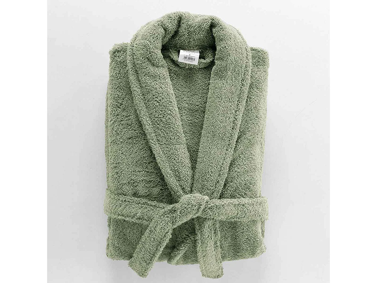 Peignoir Col Châle en Coton "Tendresse" Fougère