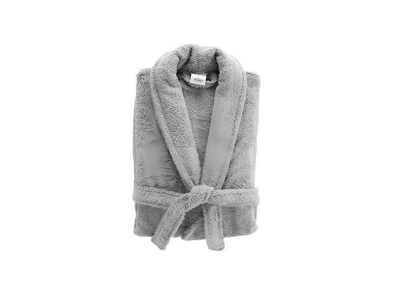 Peignoir Col Châle en Coton "Tendresse" Gris Perle