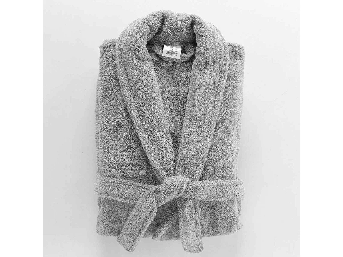 Peignoir Col Châle en Coton "Tendresse" Gris Perle