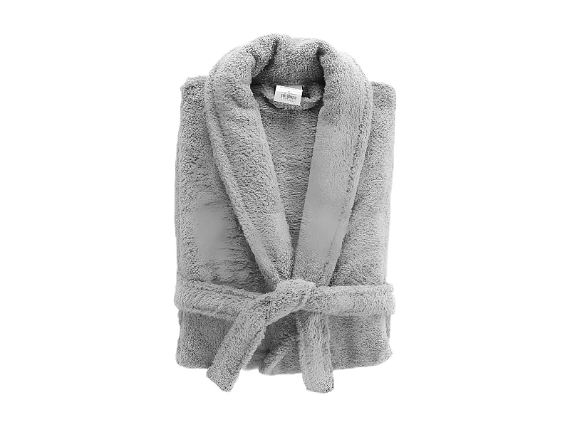 Peignoir Col Châle en Coton "Tendresse" Gris Perle