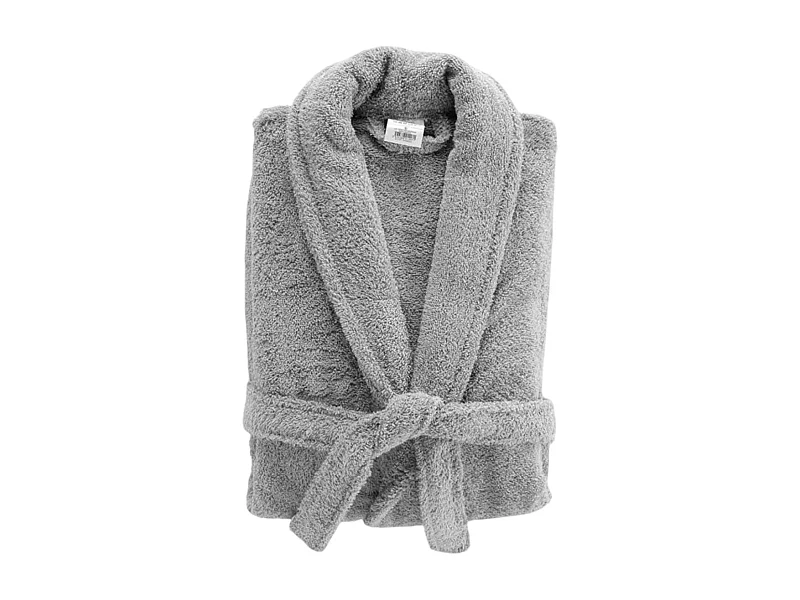 Peignoir Col Châle en Coton "Tendresse" Gris Perle