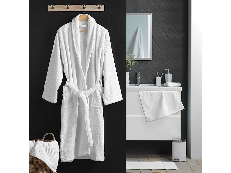 Peignoir Col Châle en Coton "Tendresse" Blanc