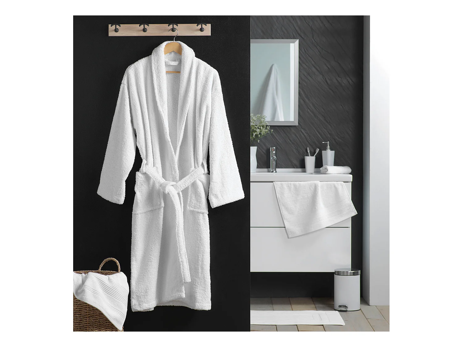Peignoir Col Châle en Coton "Tendresse" Blanc