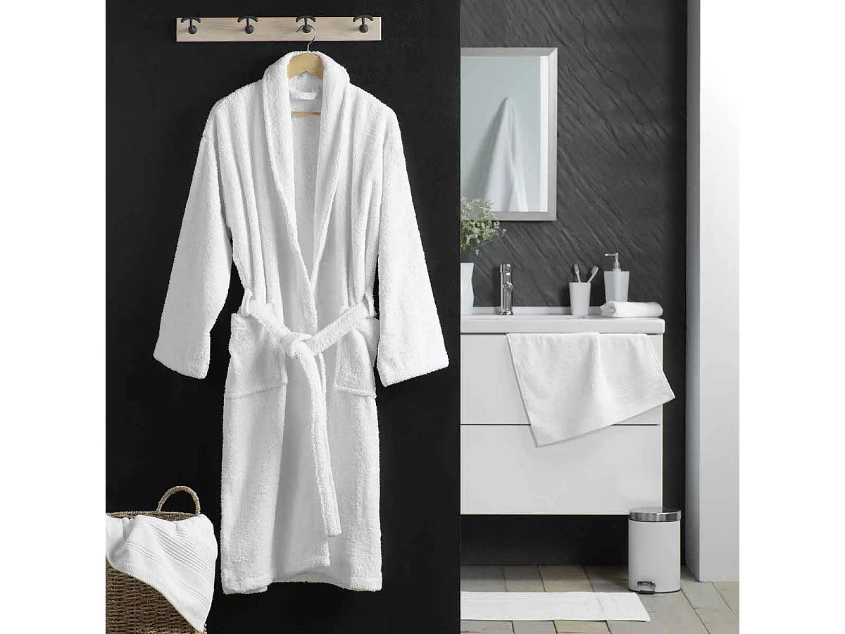 Peignoir Col Châle en Coton "Tendresse" Blanc