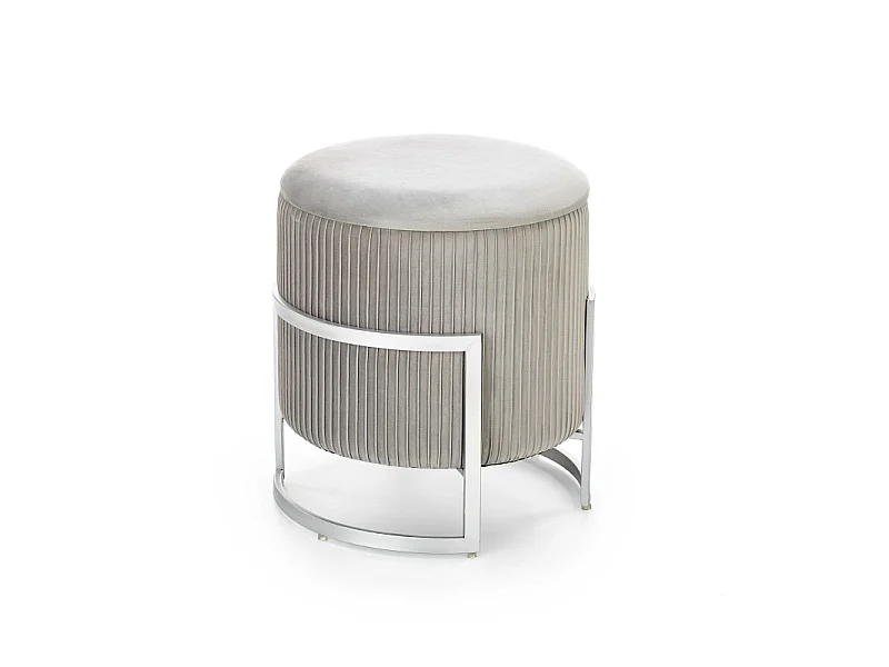Tabouret pouf rond avec rangement 40 cm x 46 cm en velours - Gris