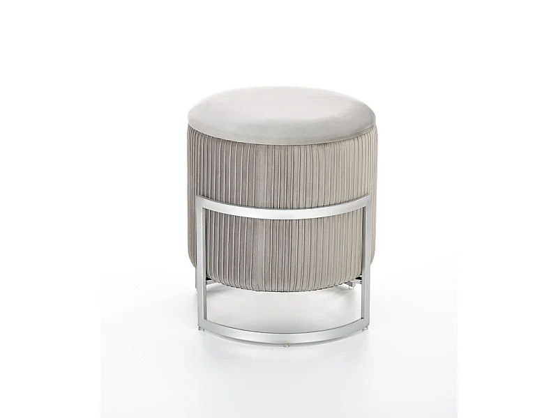 Tabouret pouf rond avec rangement 40 cm x 46 cm en velours - Gris