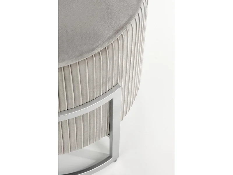 Tabouret pouf rond avec rangement 40 cm x 46 cm en velours - Gris