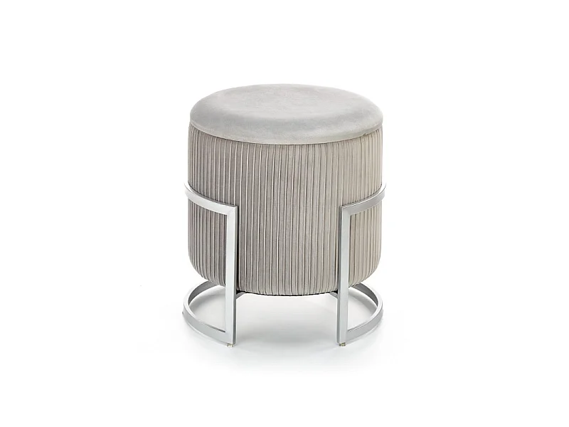 Tabouret pouf rond avec rangement 40 cm x 46 cm en velours - Gris