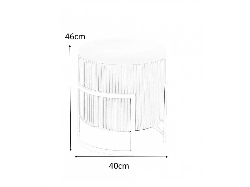 Tabouret pouf rond avec rangement 40 cm x 46 cm en velours - Gris