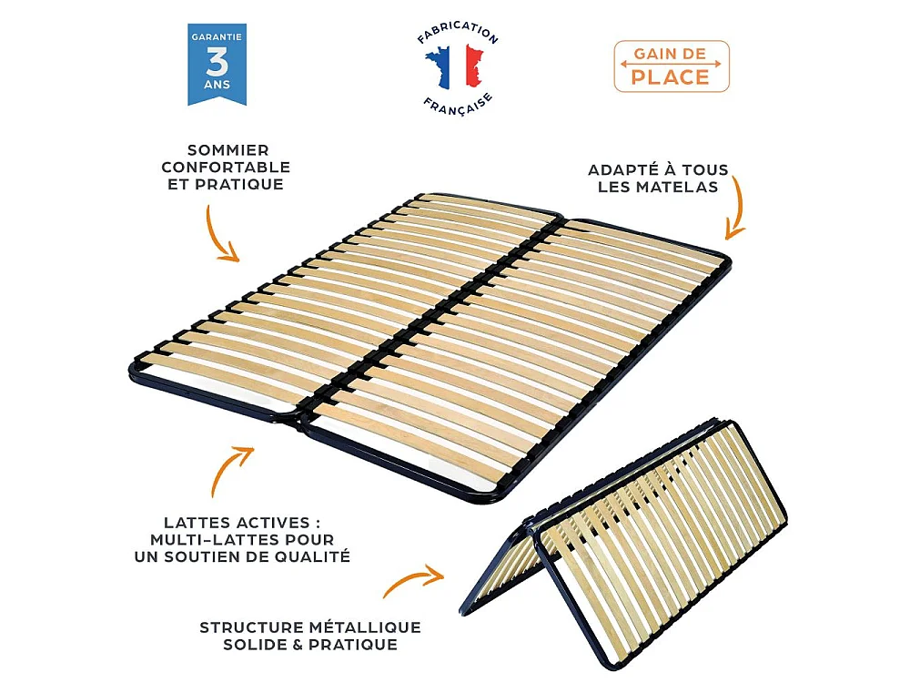 Sommier pliable 2x20 lattes 2x70x190