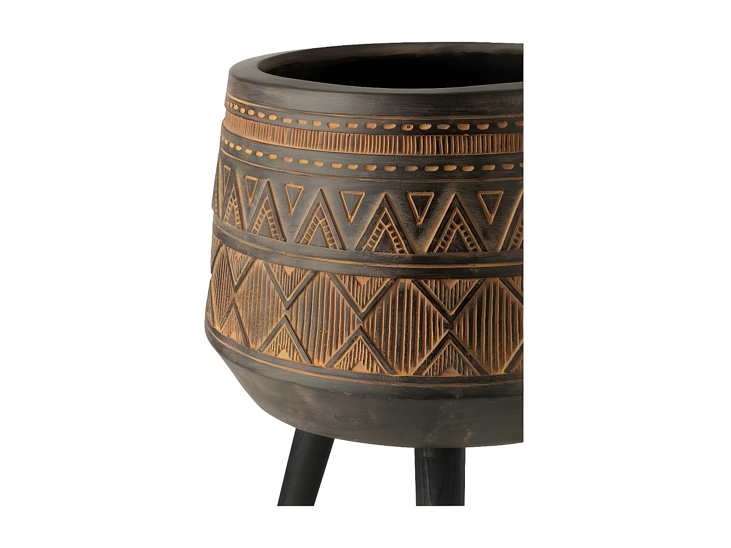 Cache-Pot sur 3 Pieds "Ethnique" 56cm Marron