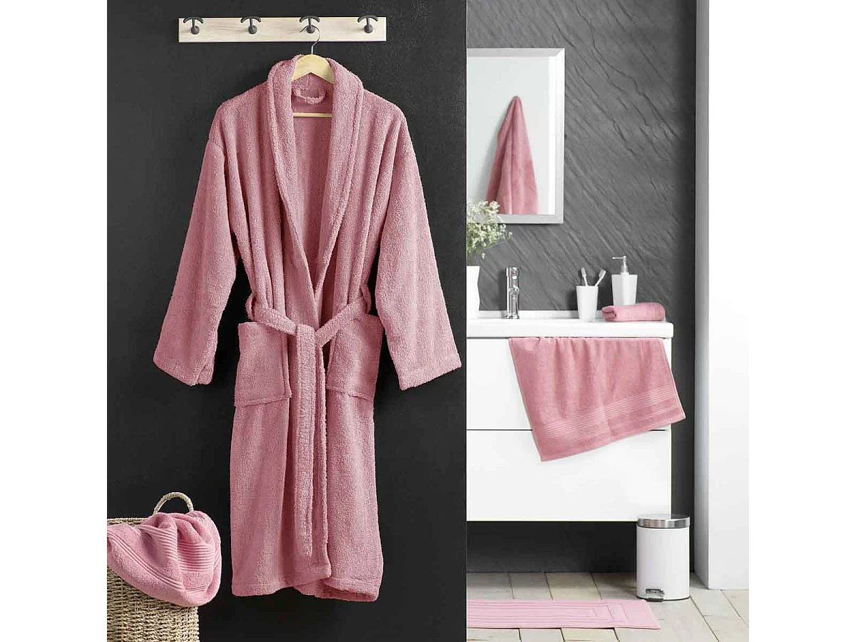 Peignoir Col Châle en Coton "Tendresse" Bois de Rose