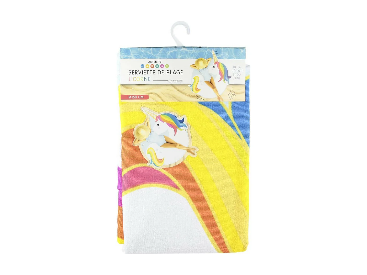 Serviette de Plage "Licorne" 150cm Blanc