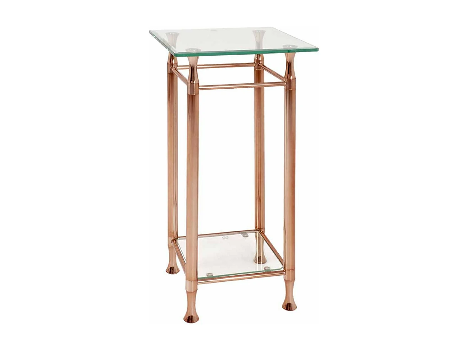 Table d'Appoint Acier & Verre Design "Hyva" 72cm Cuivre