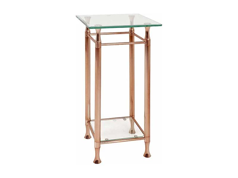 Table d'Appoint Acier & Verre Design "Hyva" 72cm Cuivre