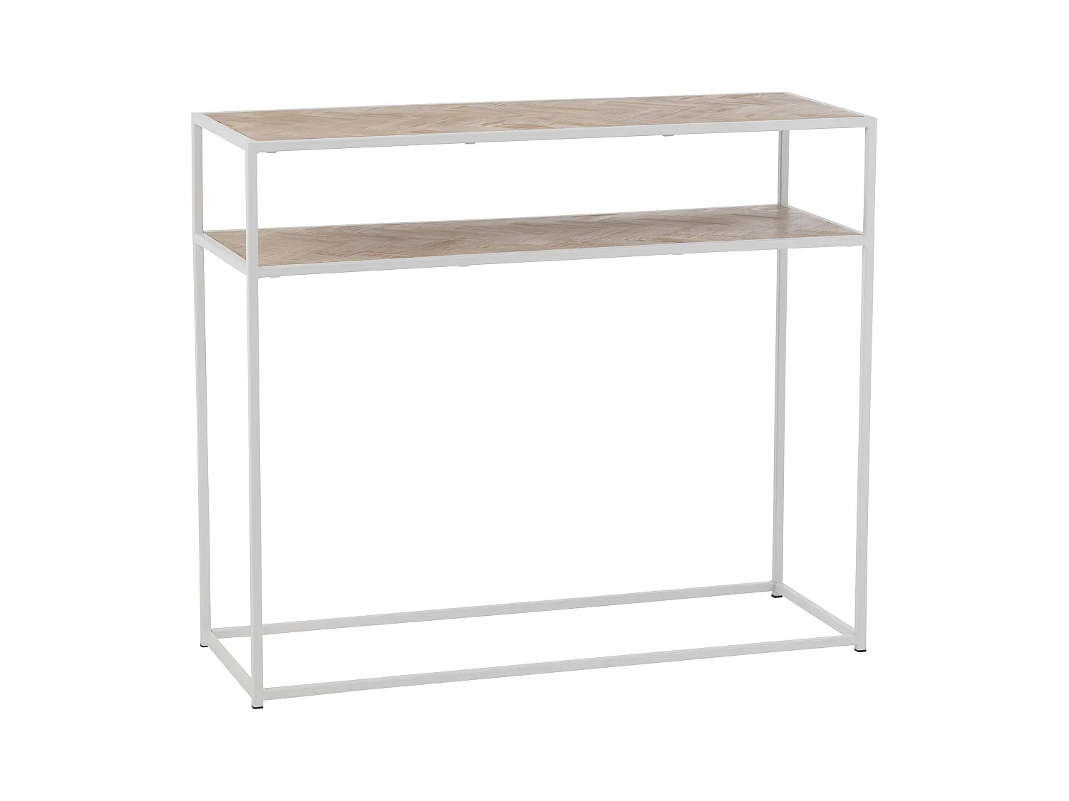 Zigzagconsole van natuurlijk hout in rotsachtig wit L 100 cm