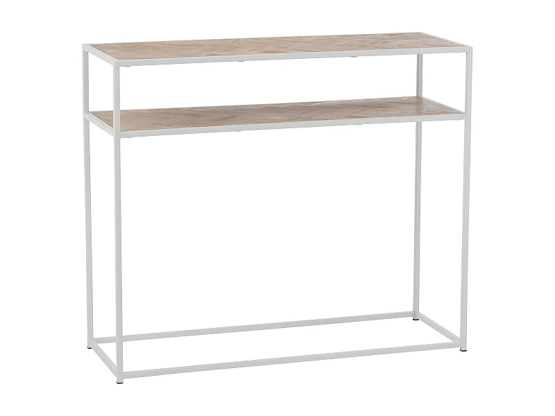 Zigzagconsole van natuurlijk hout in rotsachtig wit L 100 cm