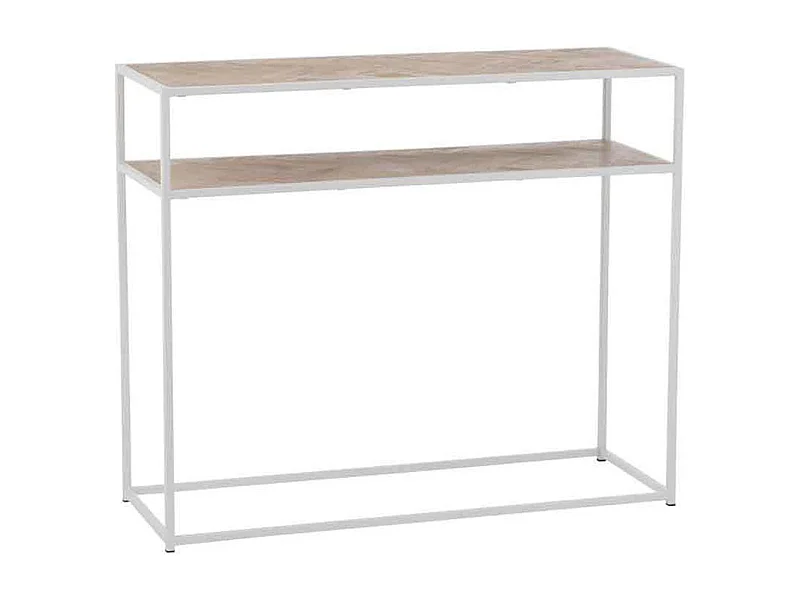 Zigzagconsole van natuurlijk hout in rotsachtig wit L 100 cm