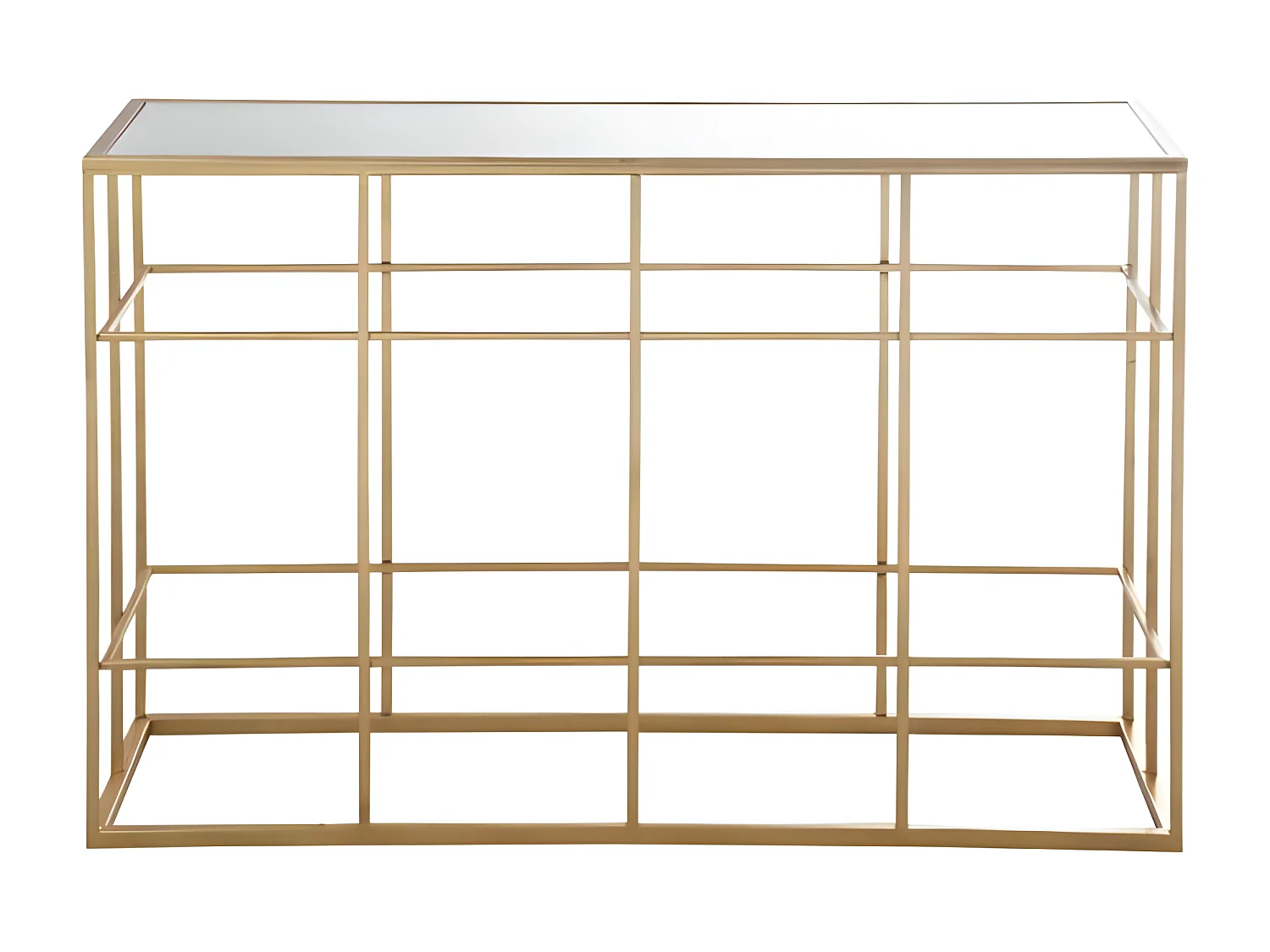 Designconsole in goud metaal en gehard glas Arta L 120 cm