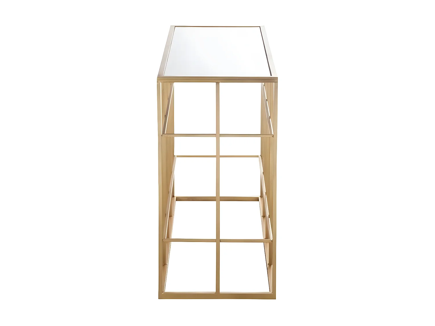 Designconsole in goud metaal en gehard glas Arta L 120 cm