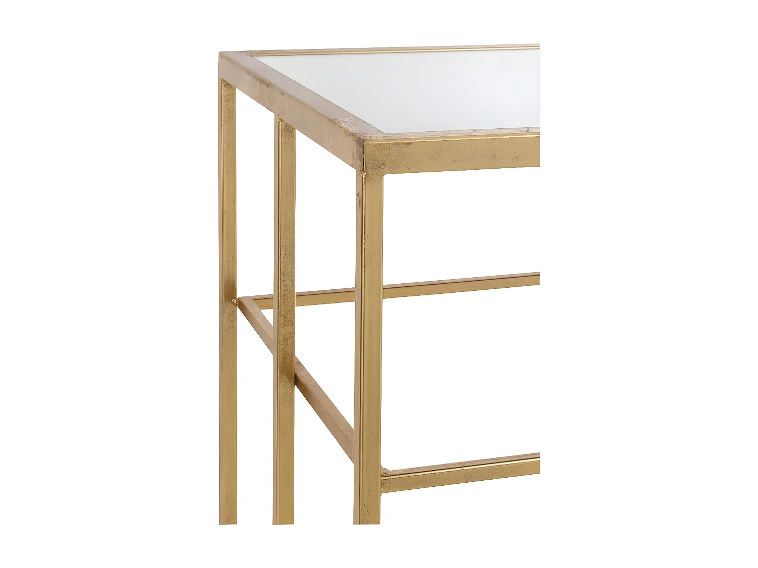 Consola de diseño Arta de metal dorado y cristal templado L 120 cm