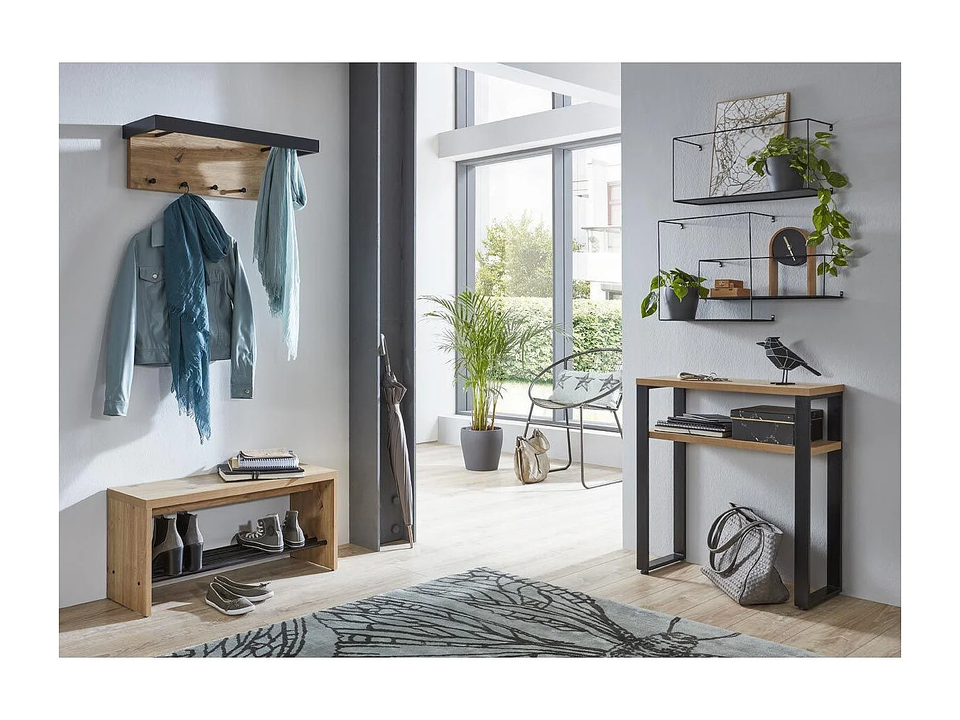 Console Design "Felicita" 75cm Noir & Chêne