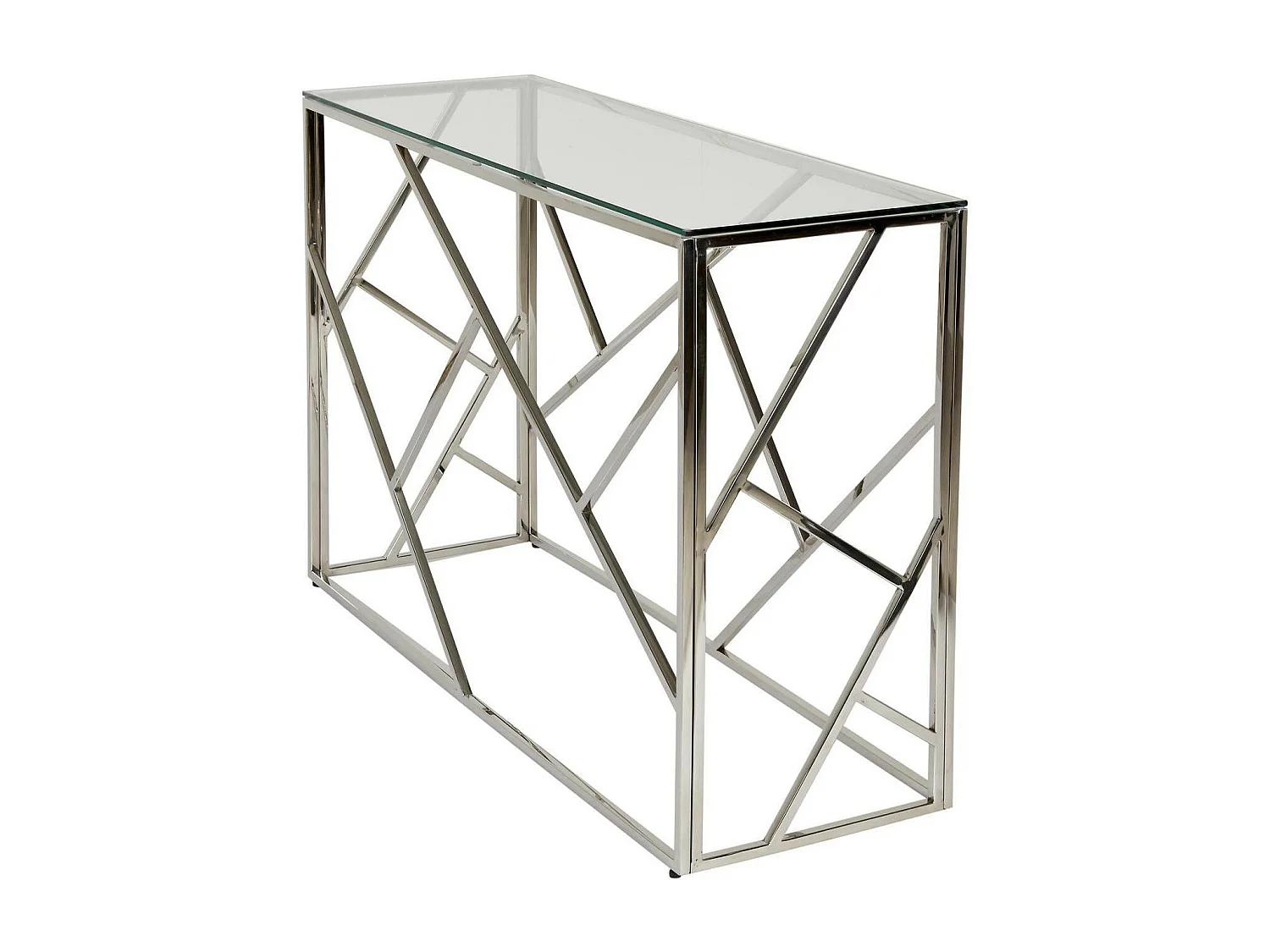 Console van gehard glas en verchroomde metalen poten Sally L 120 cm
