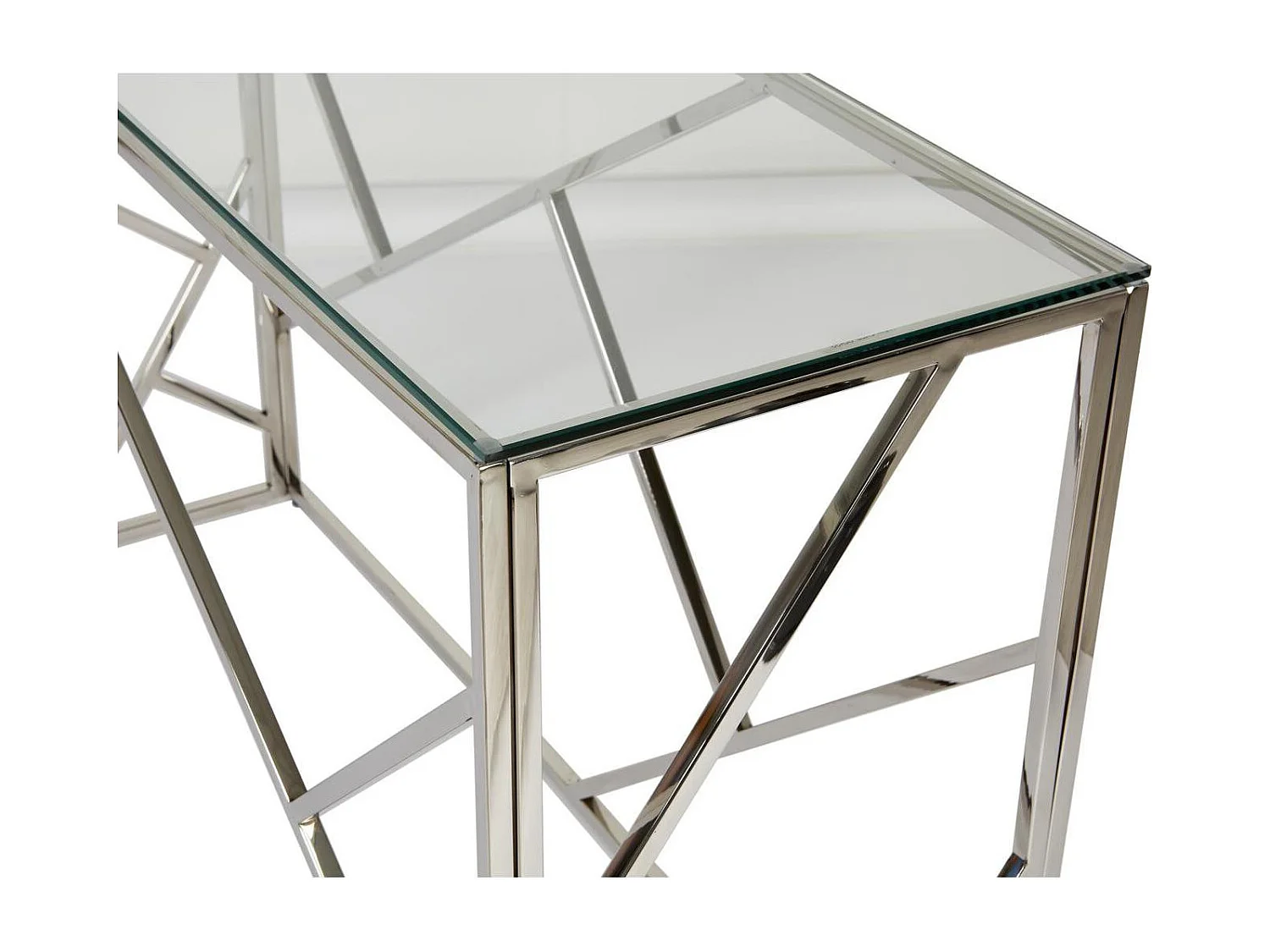 Console van gehard glas en verchroomde metalen poten Sally L 120 cm