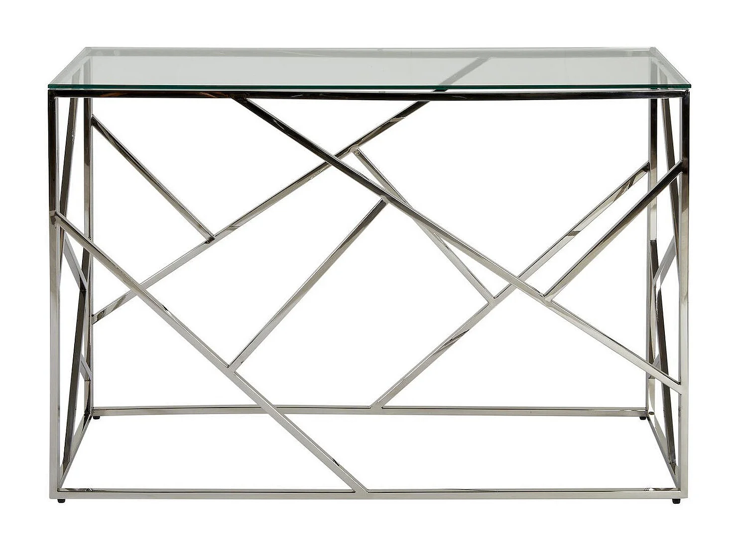 Console van gehard glas en verchroomde metalen poten Sally L 120 cm