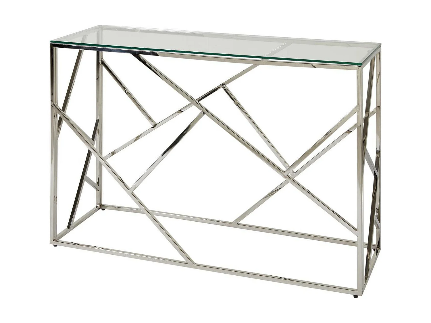 Console van gehard glas en verchroomde metalen poten Sally L 120 cm