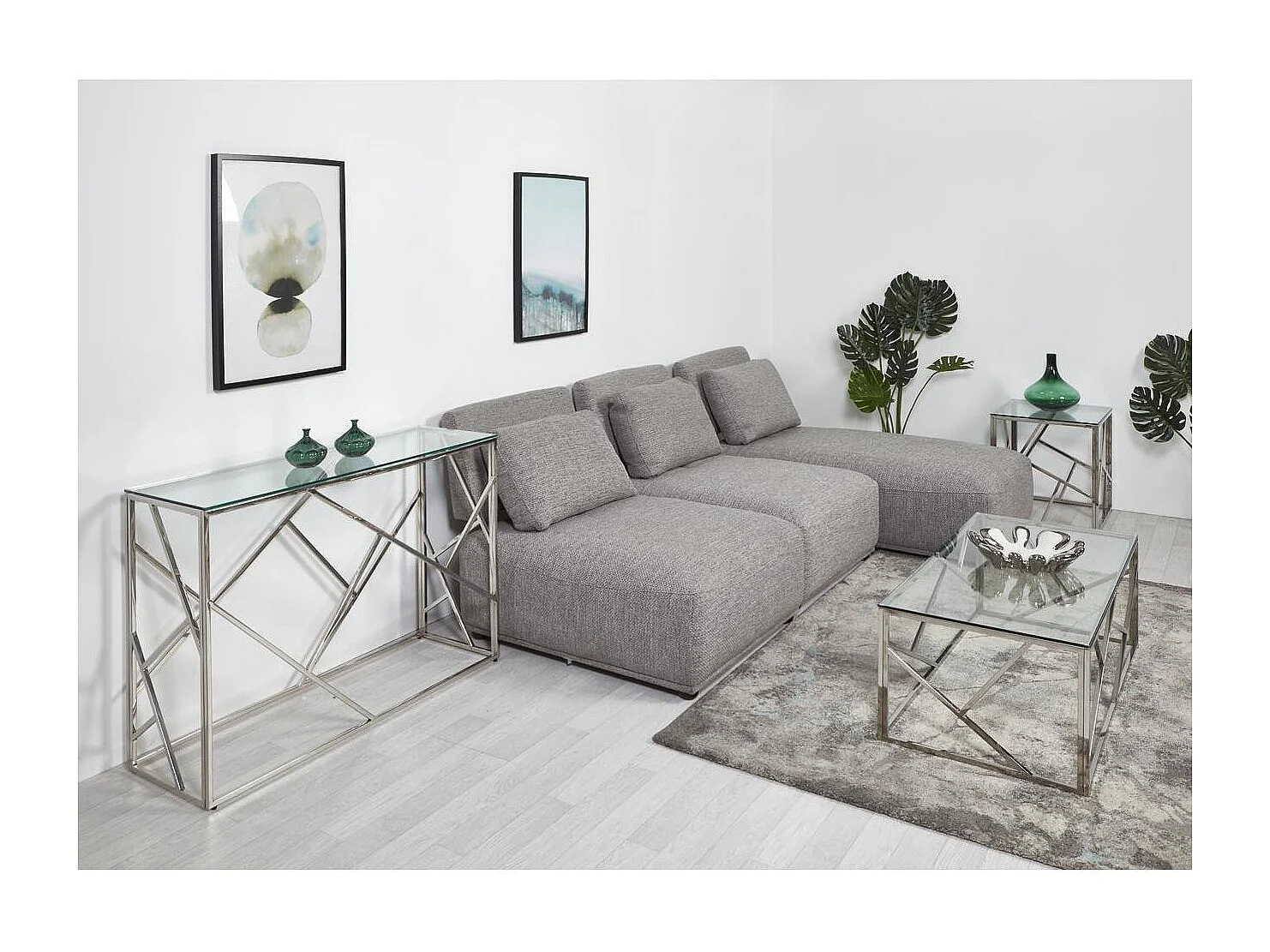 Console Design "Ladony" 120cm Gris & Chrome