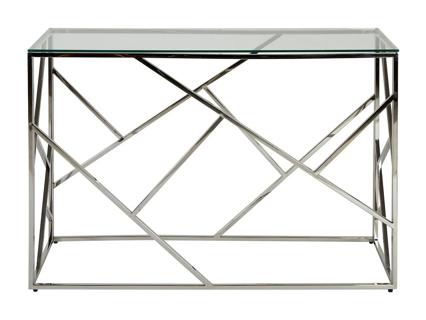 Console van gehard glas en verchroomde metalen poten Sally L 120 cm