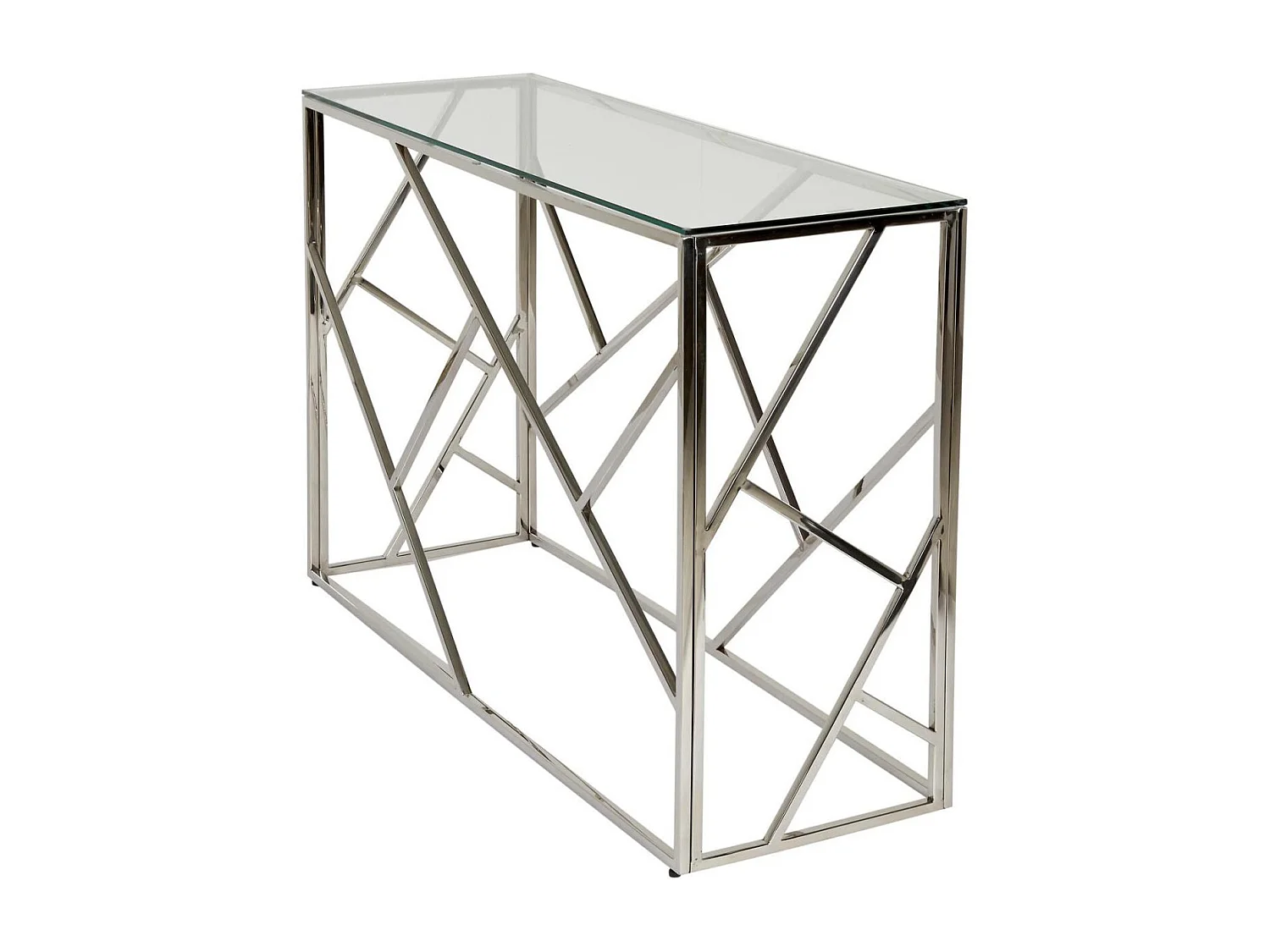 Console van gehard glas en verchroomde metalen poten Sally L 120 cm