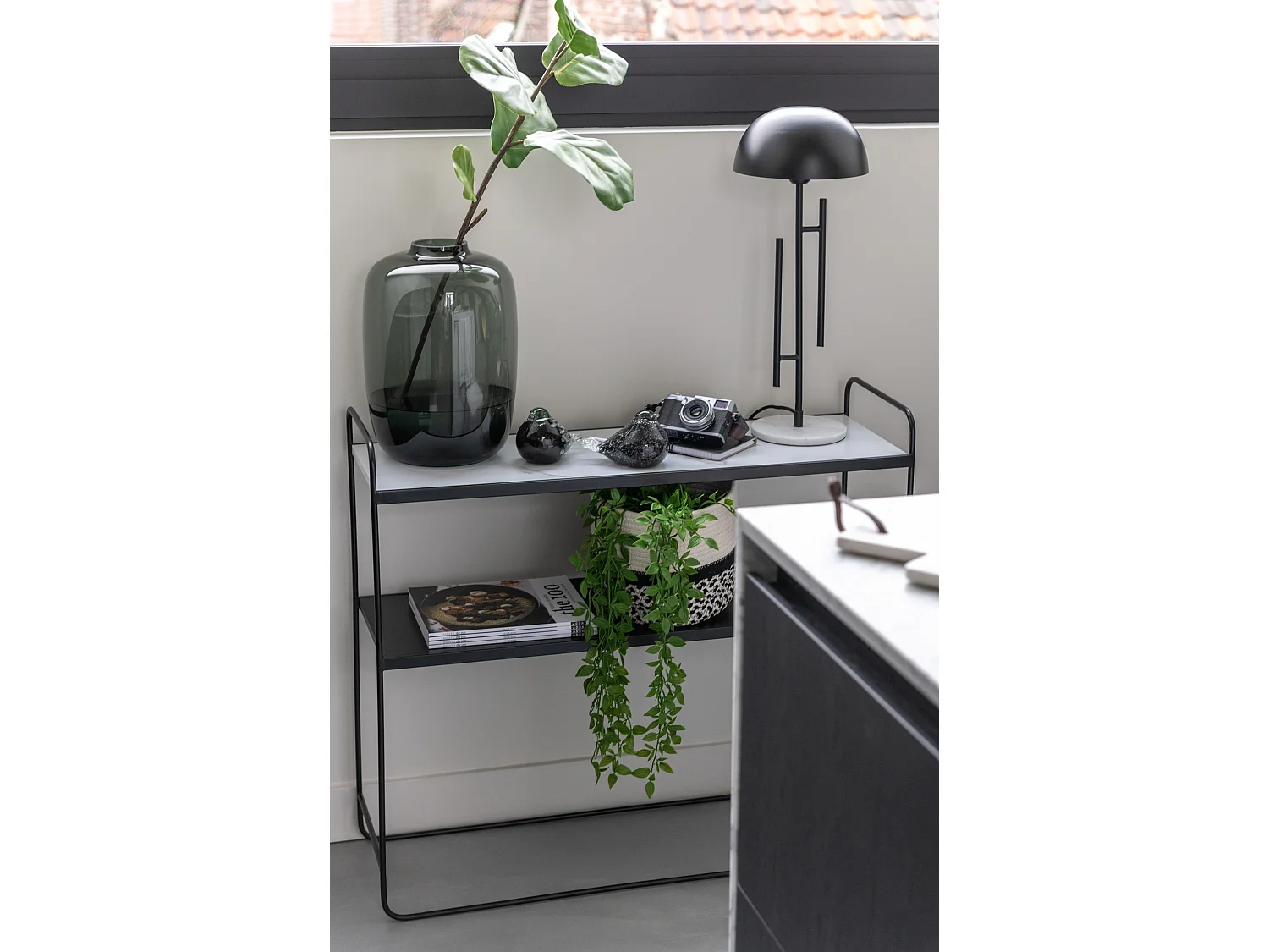 Console Design "2 Niveaux" 90cm Noir & Blanc