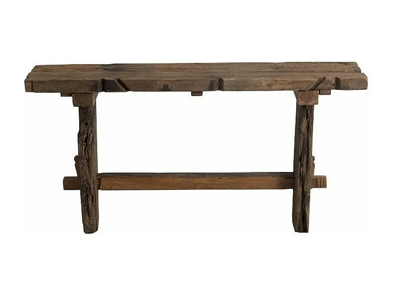 Consola Vida de madera cruda reciclada oscura envejecida L 150 cm