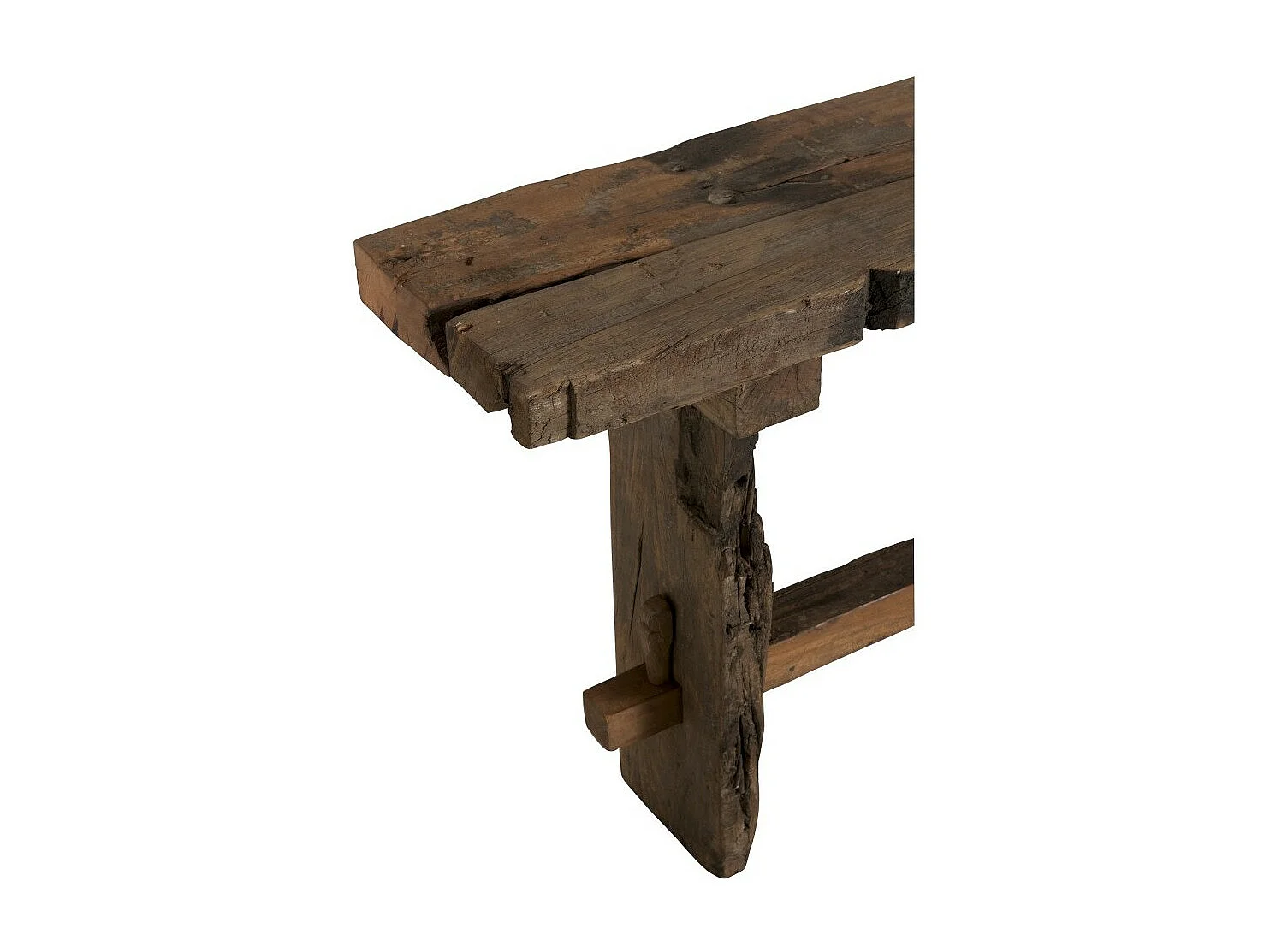 Consola Vida de madera cruda reciclada oscura envejecida L 150 cm