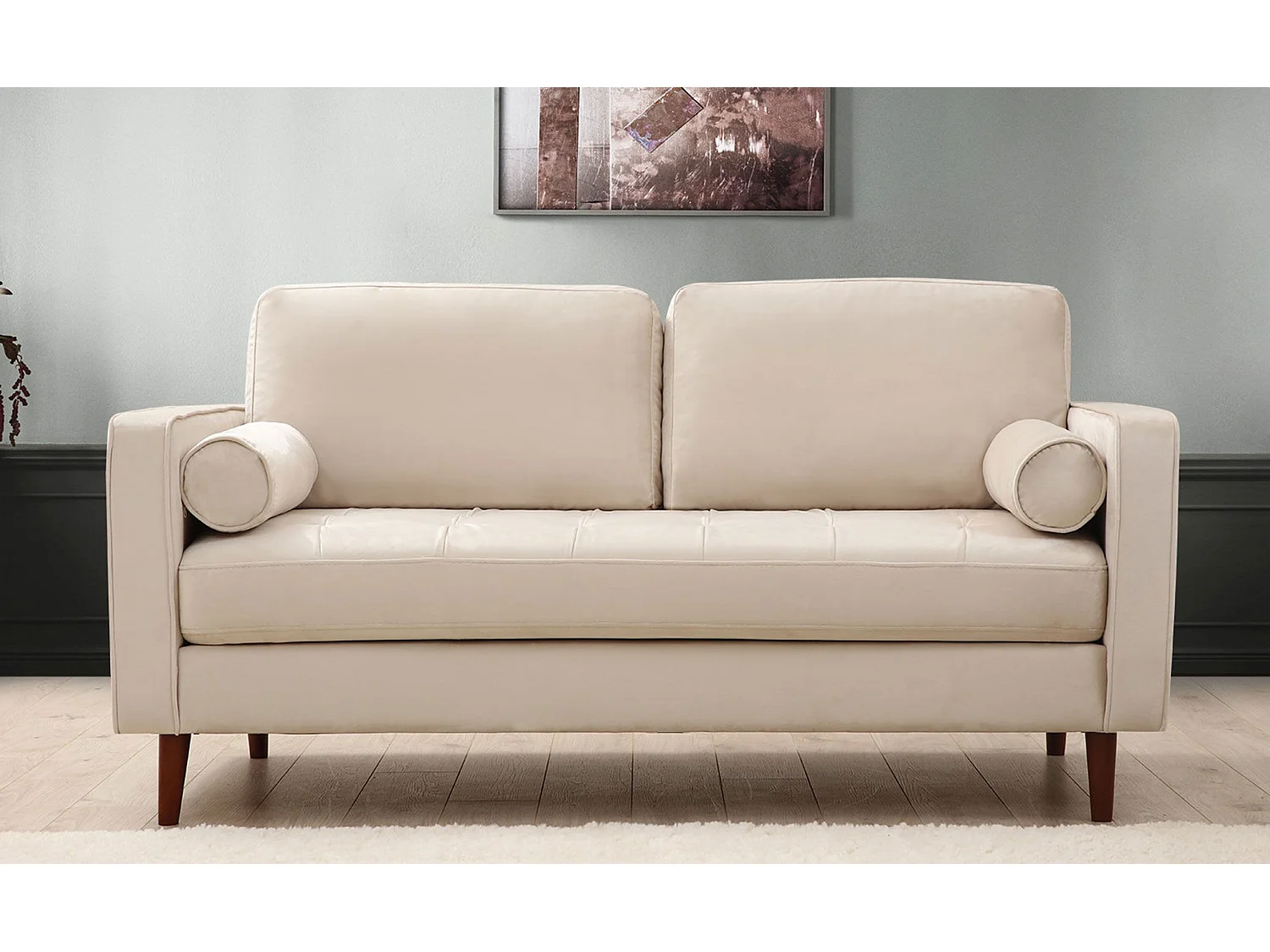 Sofá Altadena 252, De color marrón claro, 175x90x70cm, Tapiz, Patas: Madera