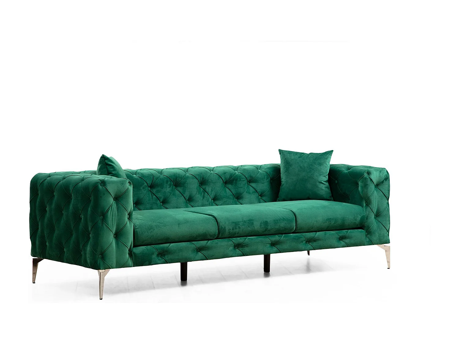Sofá chesterfield Altadena 356, Verde, 237x90x73cm, Tapiz, Patas: Metal