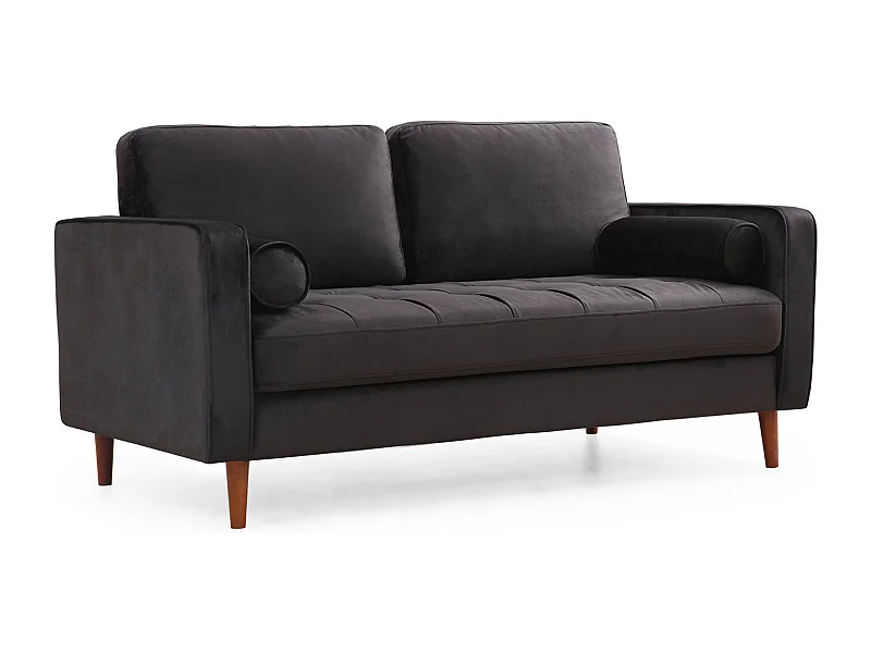 Sofá Altadena 252, Negro, 175x90x70cm, Tapiz, Patas: Madera