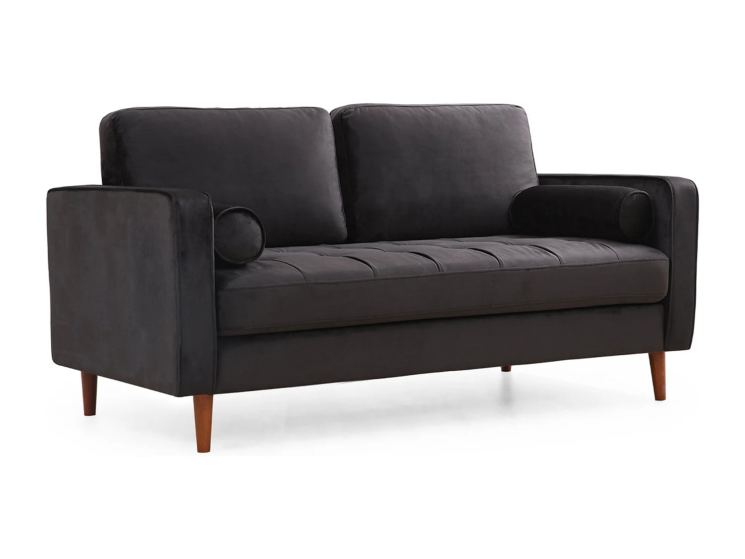 Sofá Altadena 252, Negro, 175x90x70cm, Tapiz, Patas: Madera