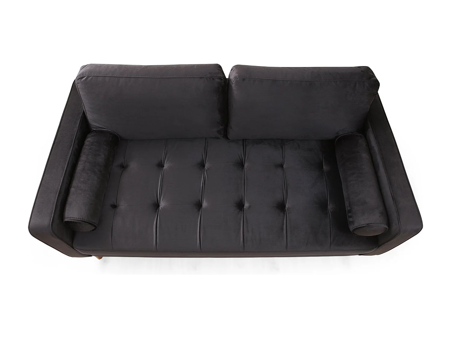 Canapé 2 places avec 2 coussins Homeros Velours Noir