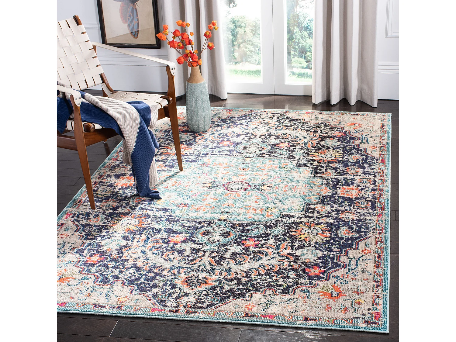 Tapis Noir/Bleu 160 X 229 cm - Maia