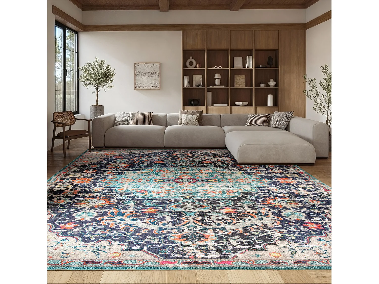 Tapis Noir/Bleu 160 X 229 cm - Maia
