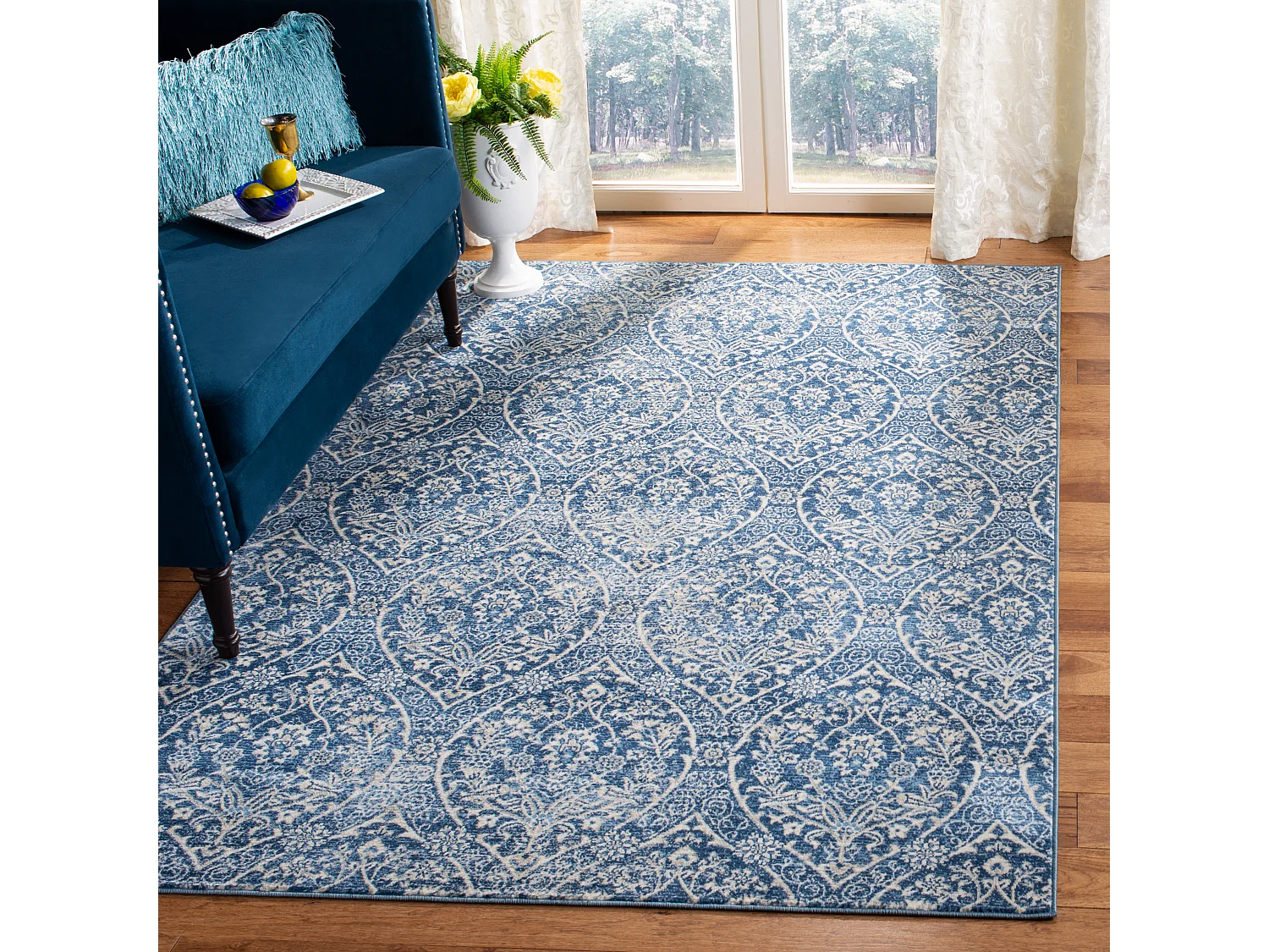 Tapis Bleu Marine/Gris 122 X 183 cm - Camille