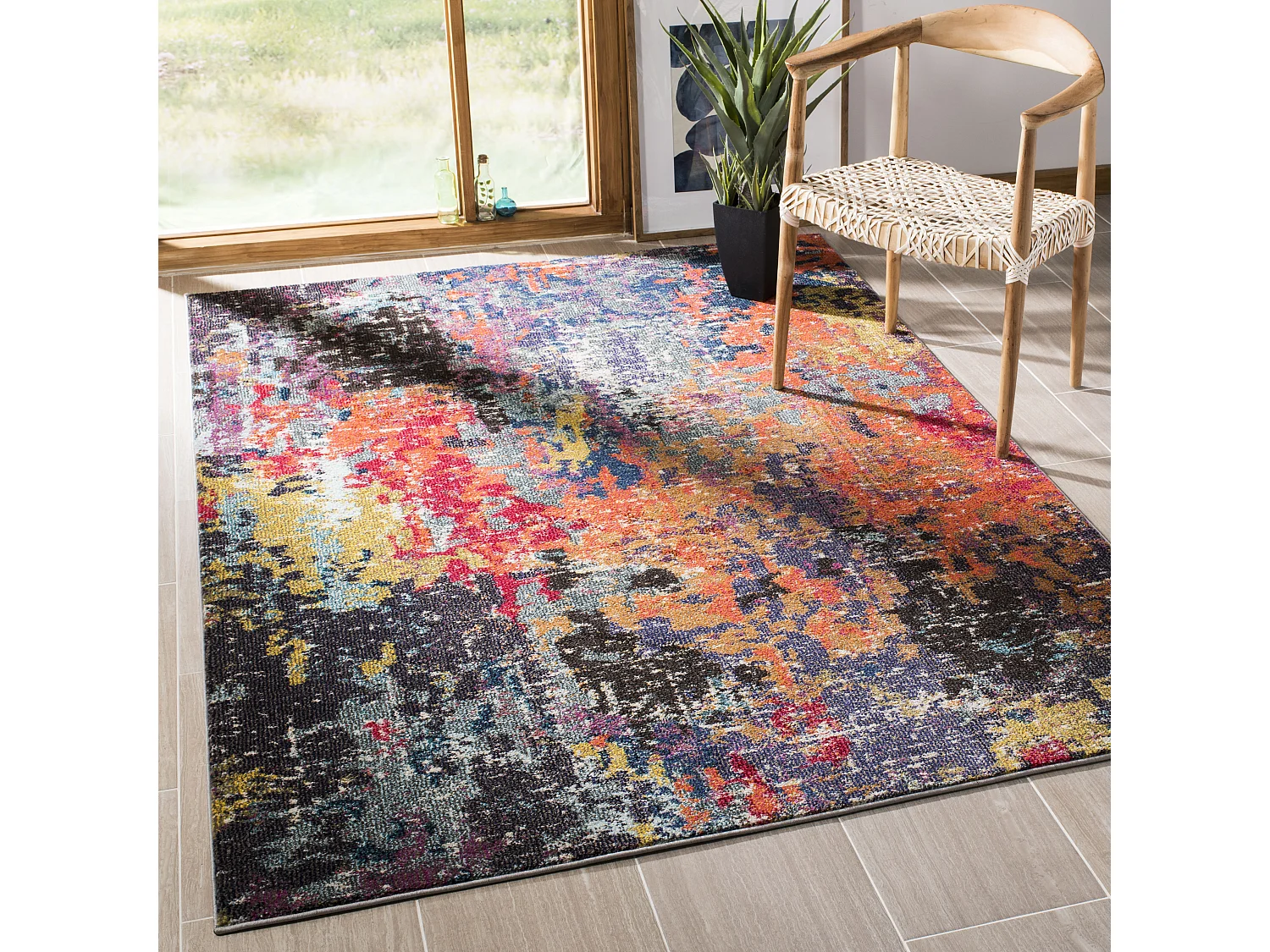 Tapis Bleu/Orange 122 X 170 cm - Makenna